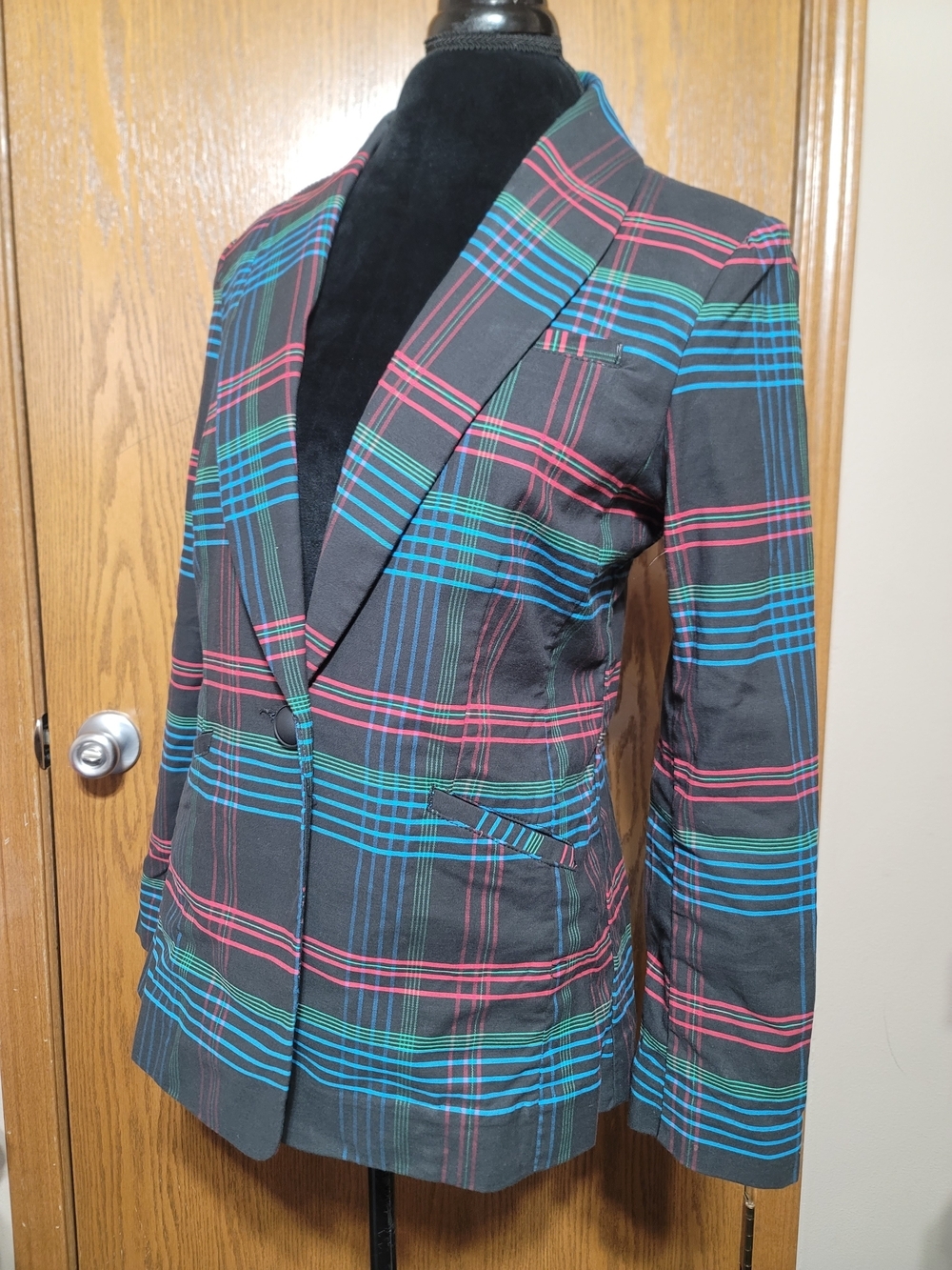 CABI Plaid Blazer Jacket Black Multi-Color Check Women's Size Medium - Picture 3 of 10